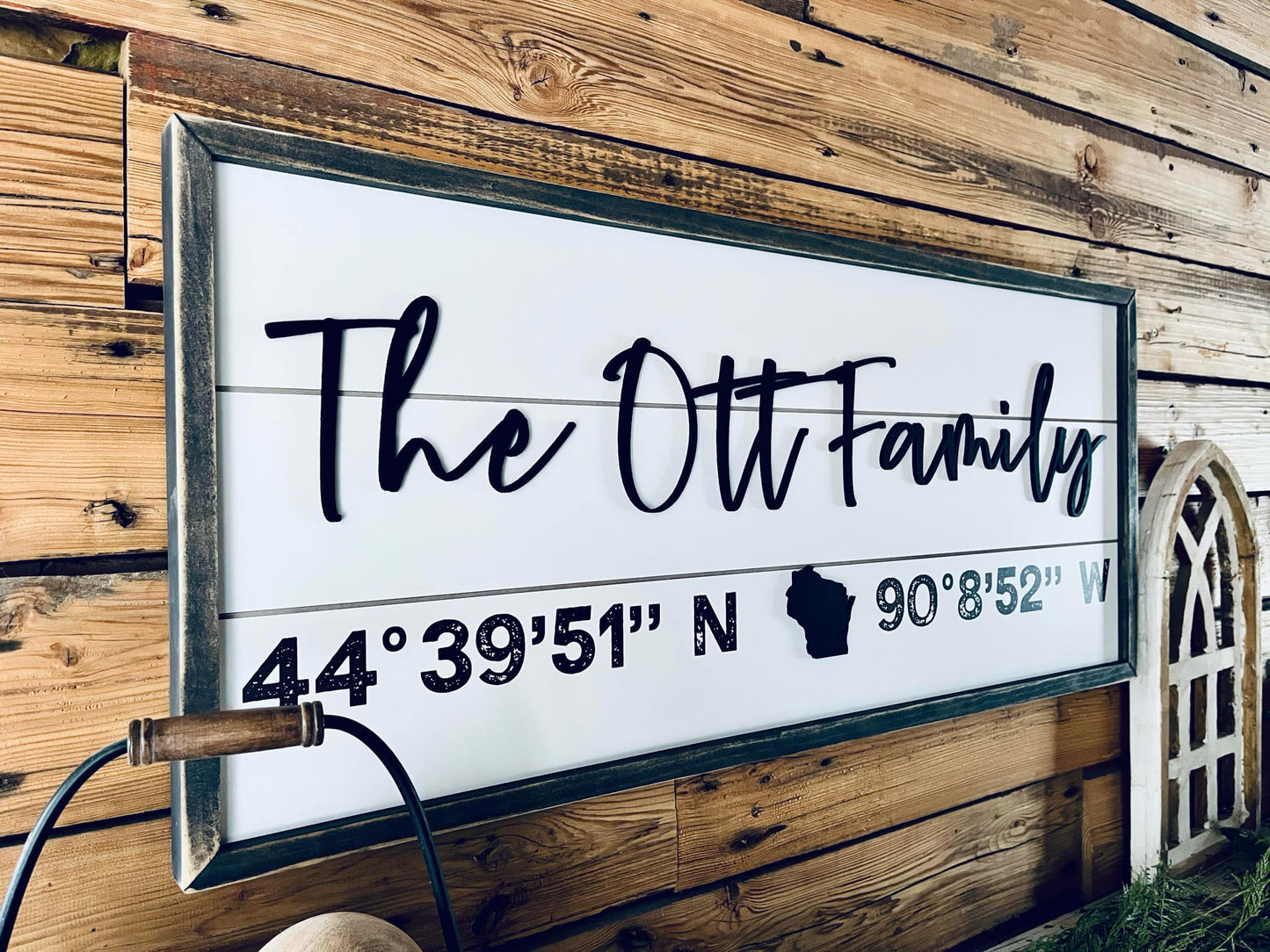 Personalized Family Name Sign with Home Coordinates | Custom Latitude & Longitude Sign