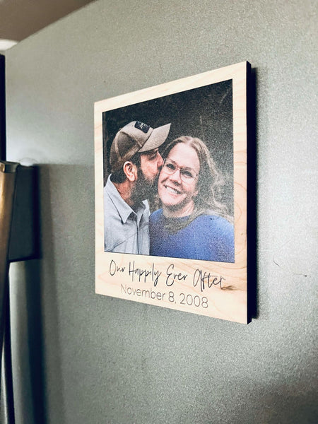 Personalized Photo Magnet – Custom Polaroid-Style Keepsake | Save the Date, Wedding Favor, Bridal Shower Gift Add-On – 3.5"x4.2"