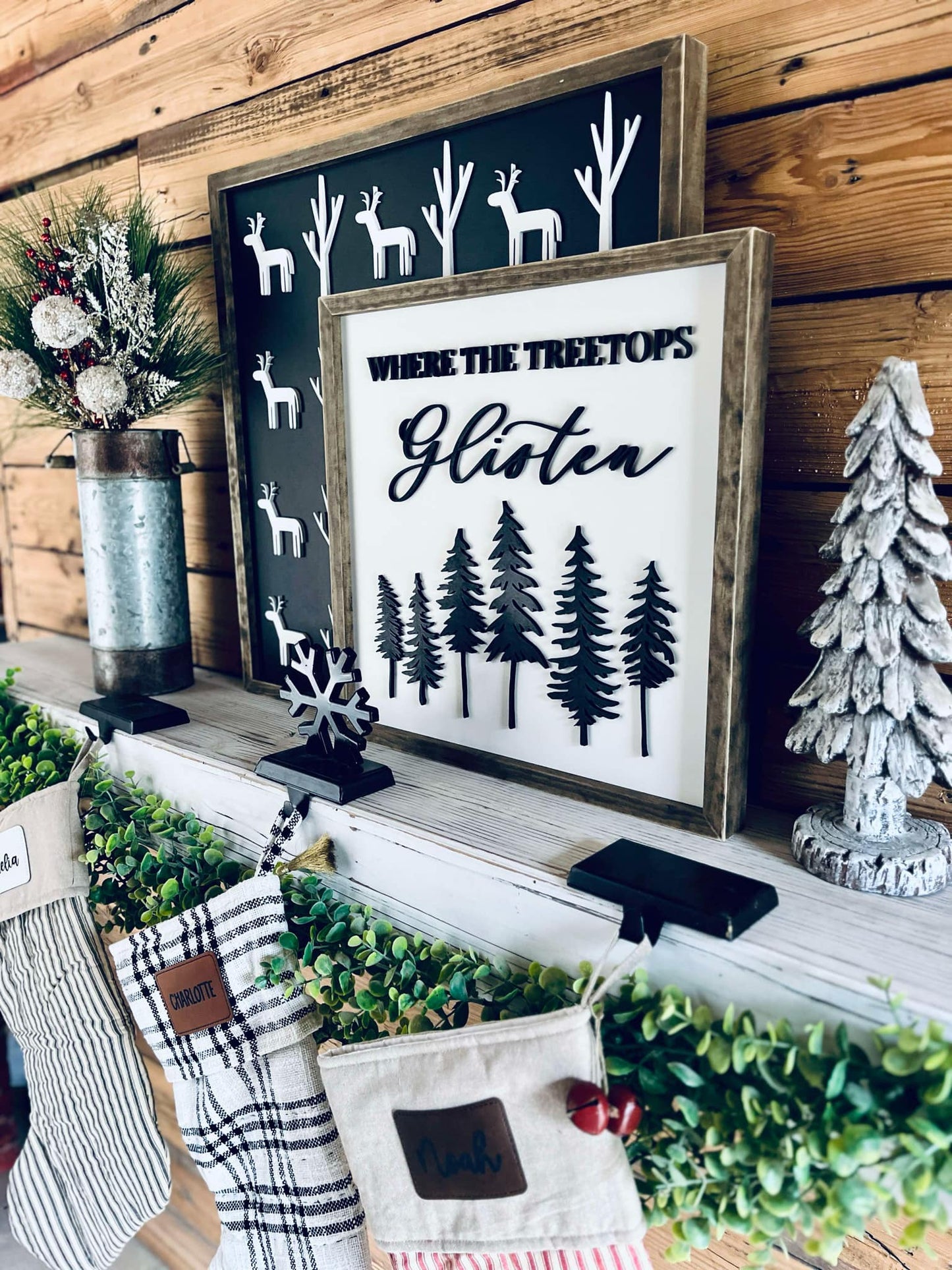 Where the Treetops Glisten Christmas Sign | Farmhouse Winter Sign