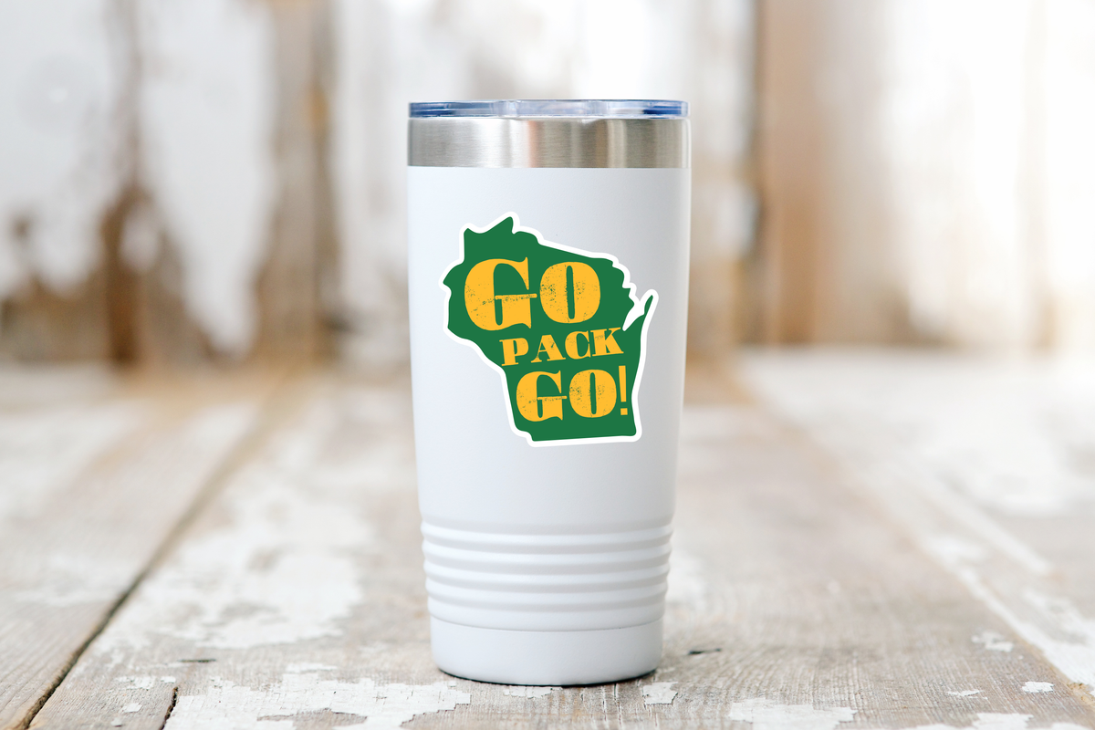 Go Pack Go Sticker - Green Bay, Wisconsin, football, Packers