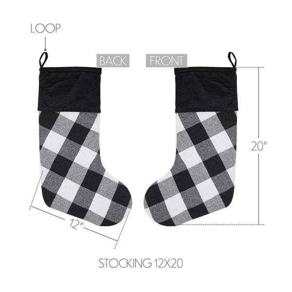 Annie Black Check Stocking with Personalized Leather Patch