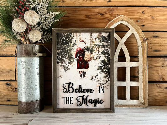 Believe in the Magic Santa Christmas Sign | Vintage Holiday Wall Decor