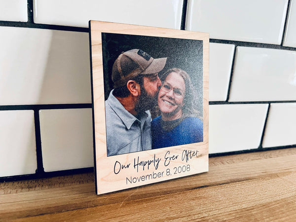 Personalized Photo Magnet – Custom Polaroid-Style Keepsake | Save the Date, Wedding Favor, Bridal Shower Gift Add-On – 3.5"x4.2"