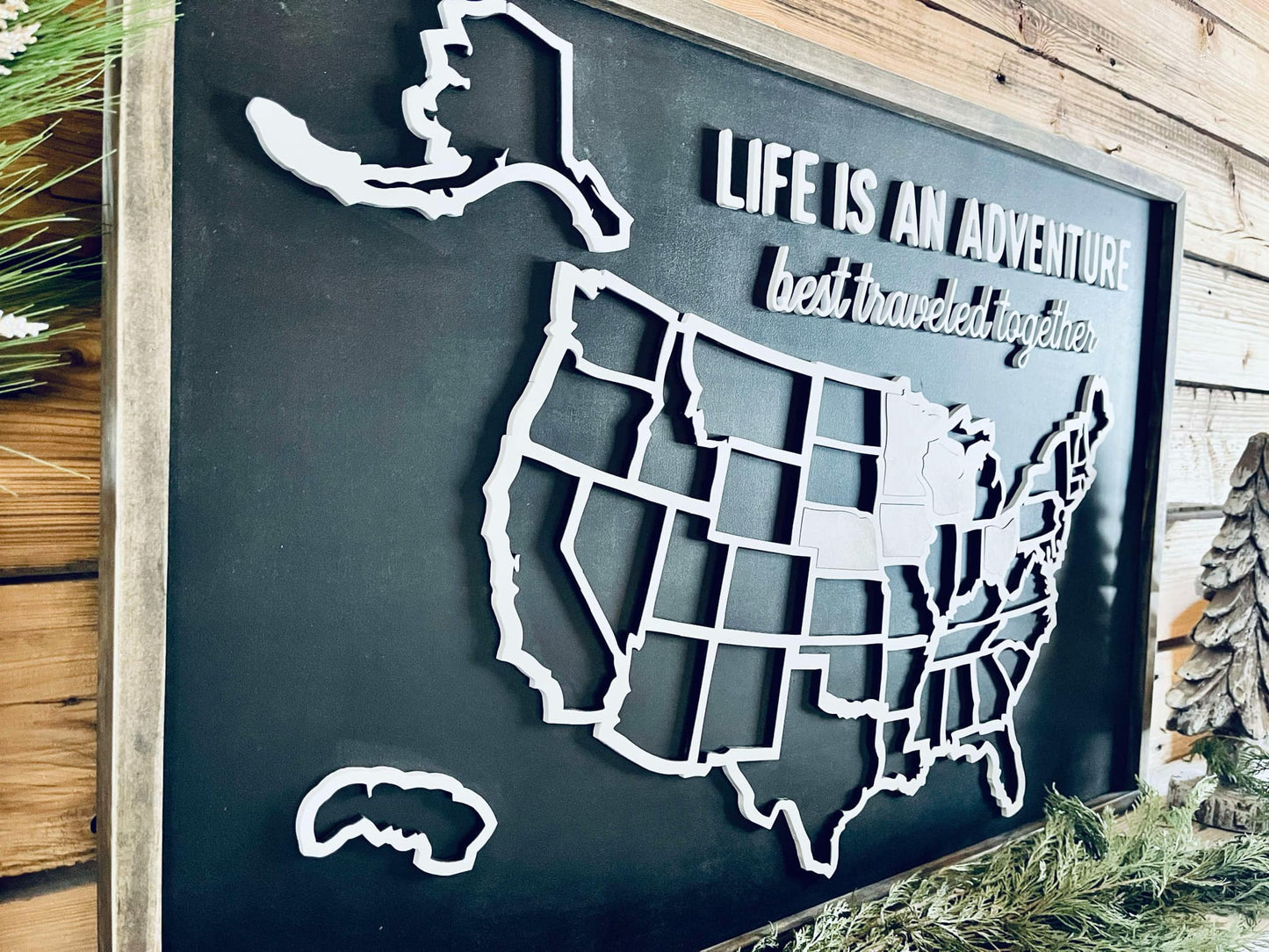 Wooden USA Travel Map with Removable State Pieces – 36”x24” Framed Adventure Tracker
