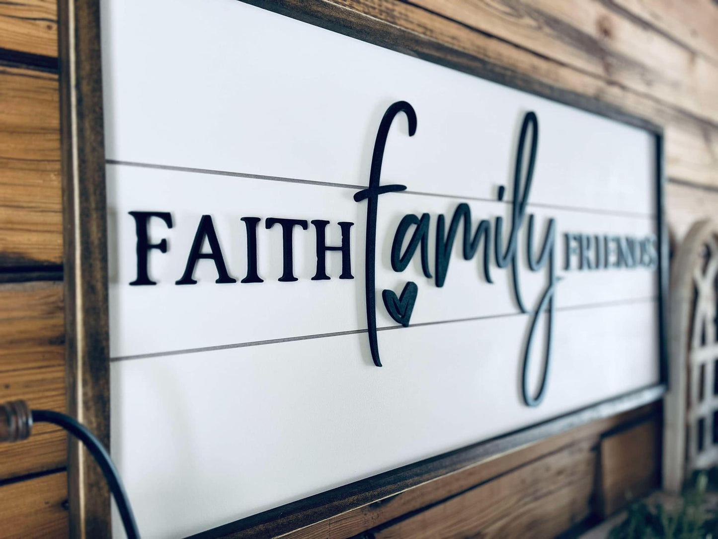 Faith Family Friends Sign | Raised Lettering Farmhouse Sign with Shiplap