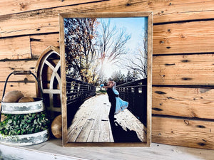 Personalized UV Printed Wedding Photo on Wood | Rustic Farmhouse Chic Custom Framed Art | Wedding Keepsake | Customizable Frame Color