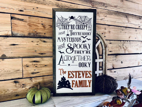 Personalized Halloween Family Sign – Creepy Spooky Mysterious Wall Decor – Custom Addams Family Style Home Decoration