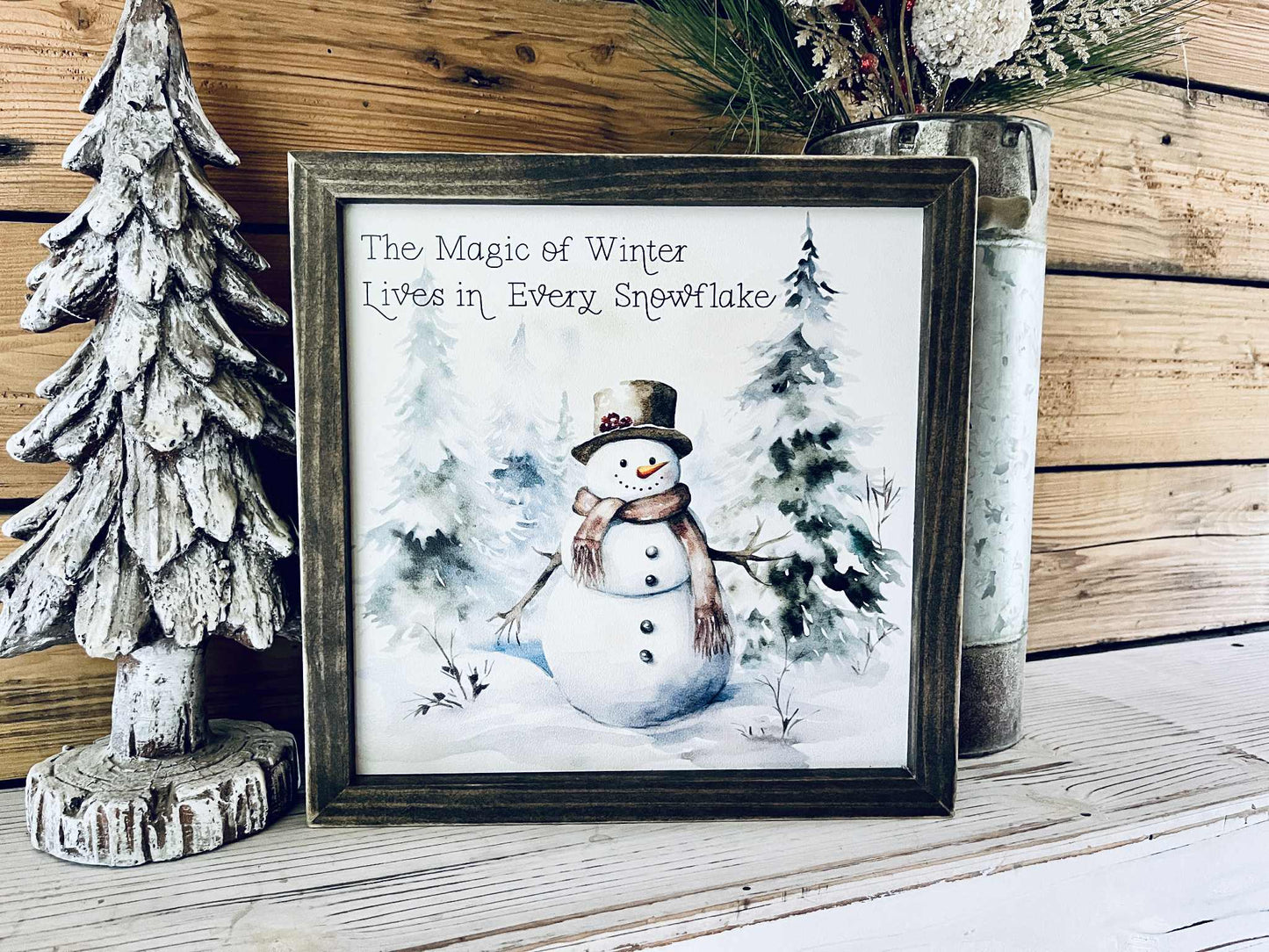 Magic of Winter Snowman Sign – Farmhouse Christmas Wall Décor