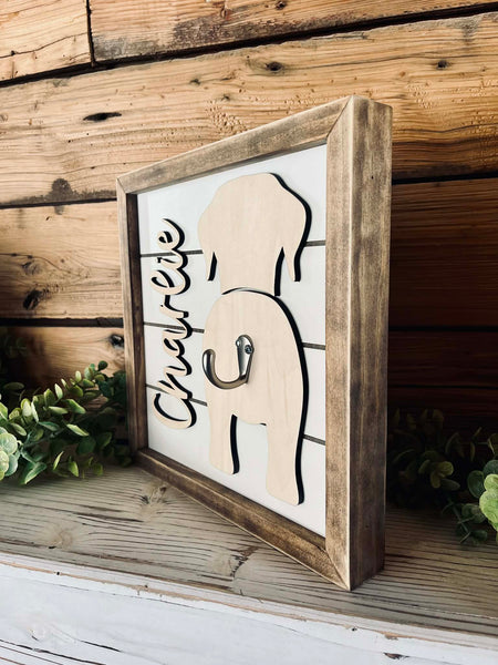 Personalized Dog Leash Holder for Wall | Custom Dog Leash Hanger | Wall Mounted Dog Leash Holder