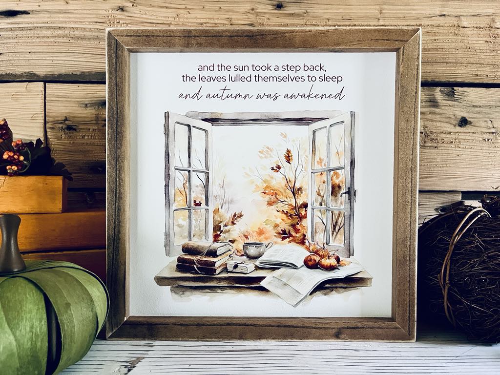 Cozy Autumn Window Print | Framed Fall Quote Sign | UV Printed Seasonal Home Decor | Farmhouse Style Fall Wall Art