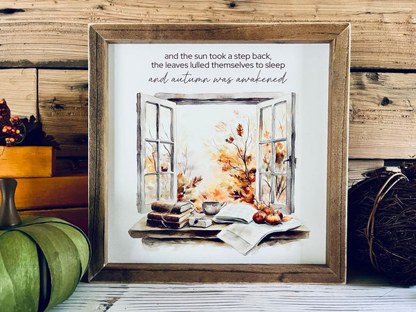 Cozy Autumn Window Print | Framed Fall Quote Sign | UV Printed Seasonal Home Decor | Farmhouse Style Fall Wall Art
