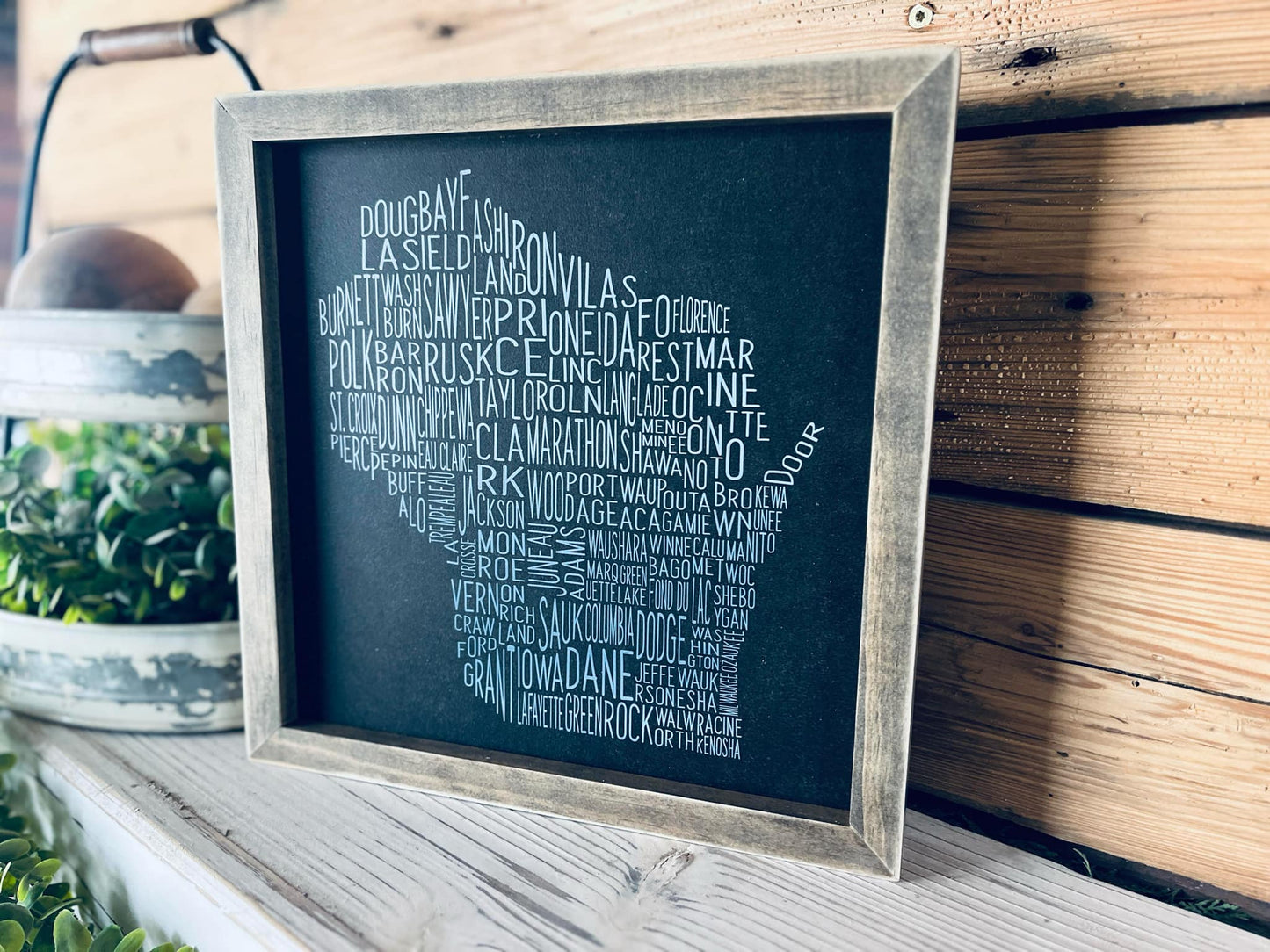 Wisconsin Counties Word Art Sign
