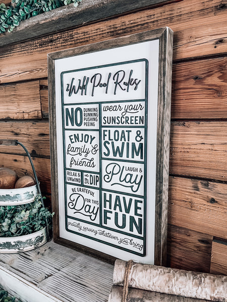 Pool Rules Sign | Personalized Farmhouse Home Decor