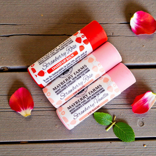 Strawberry Rose - Tallow, honey, and beeswax lip balms