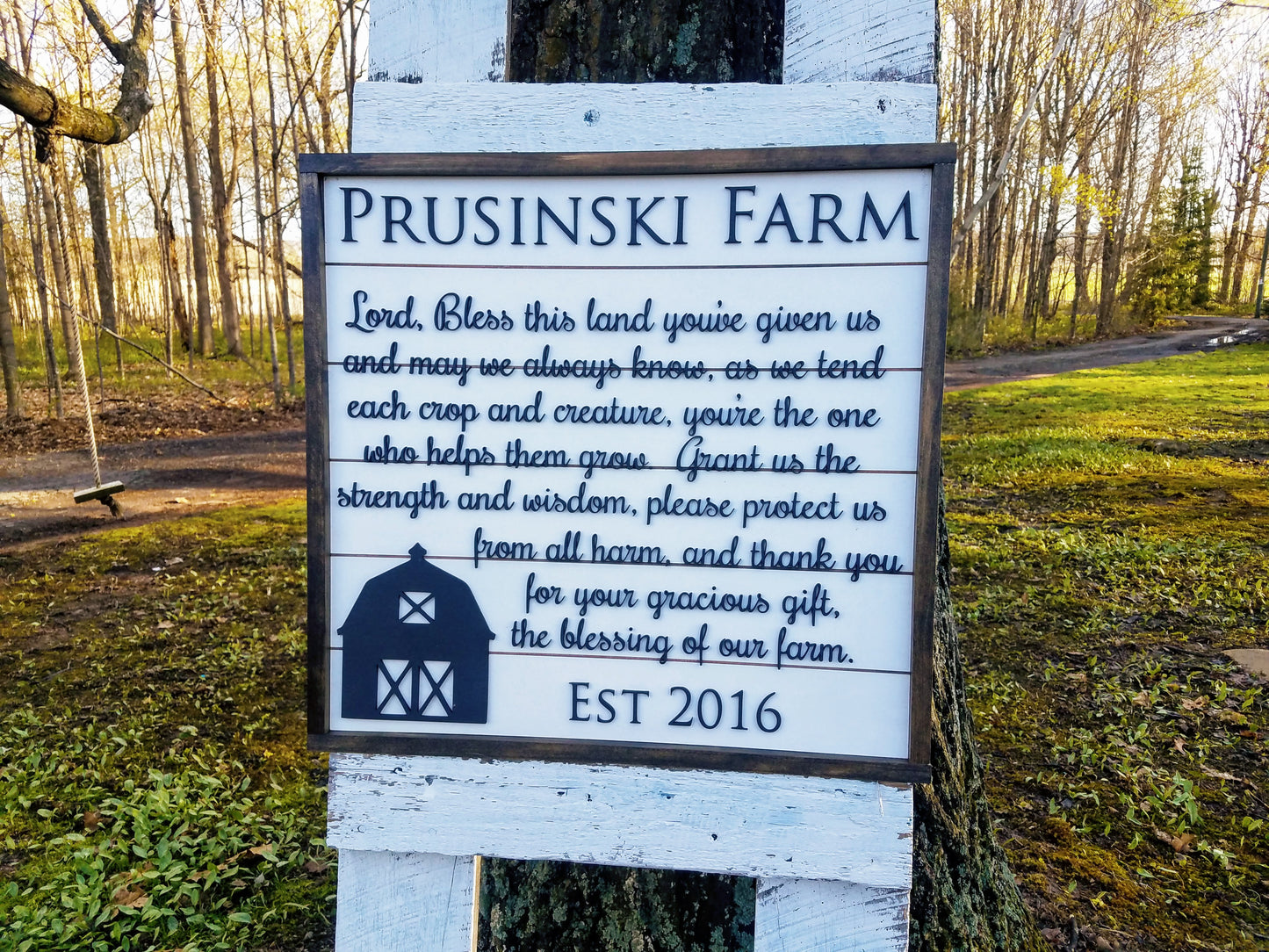 Personalized Farm Prayer Sign | Raised Lettering Farmhouse Sign with Shiplap