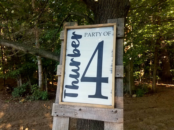 Personalized Last Name Party of 4 Wood Sign