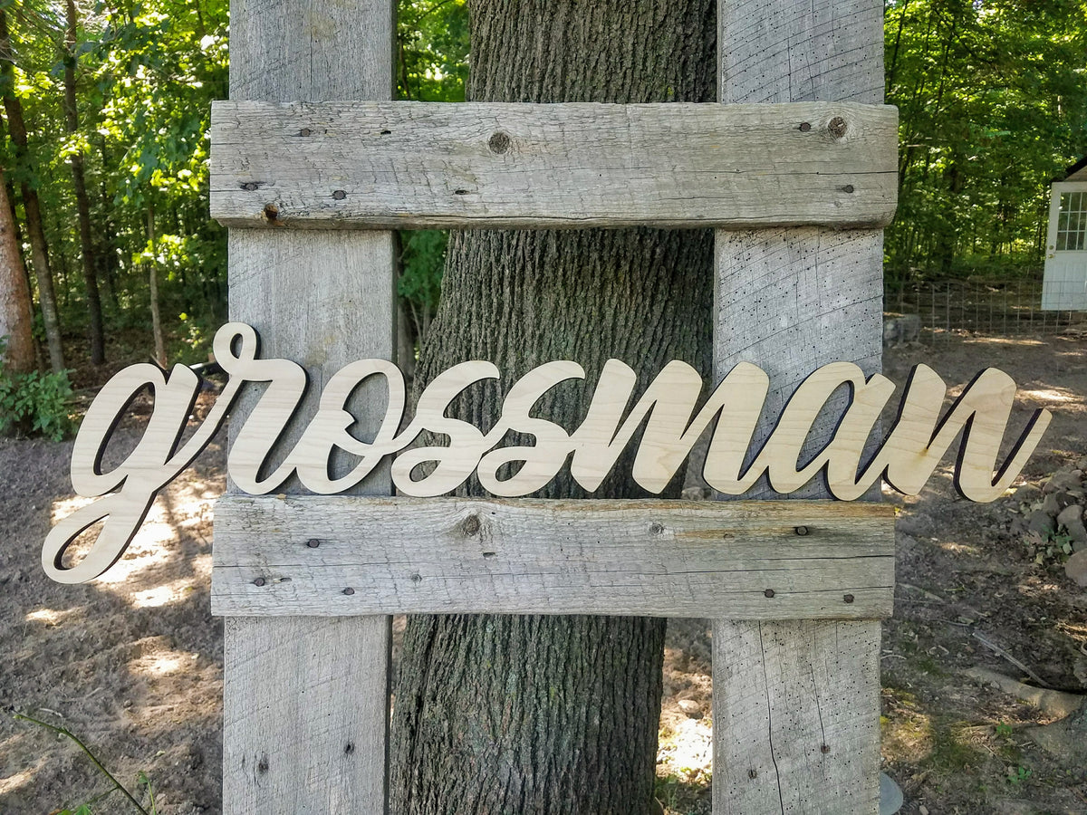 Personalized Last Name Wood Cutout Sign – The Farmer's Wife WI