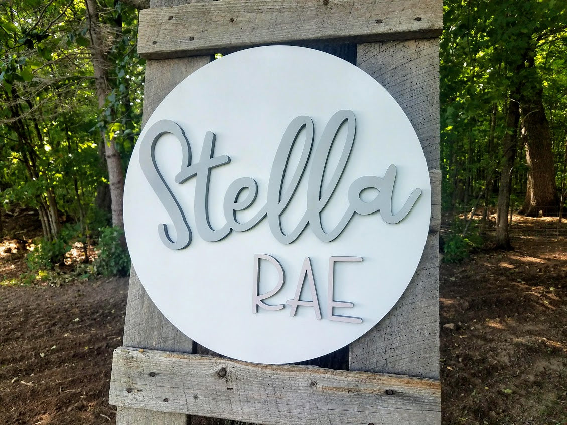 Personalized 3D Cutout Nursery Decor Sign with Child's Name