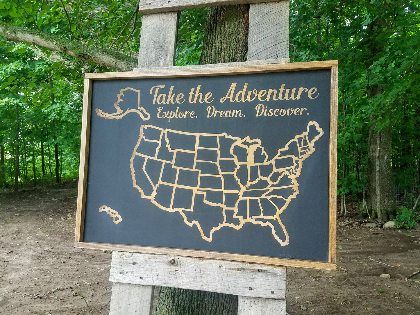 Personalized USA Chalkboard Travel Tracker Map with Family Name