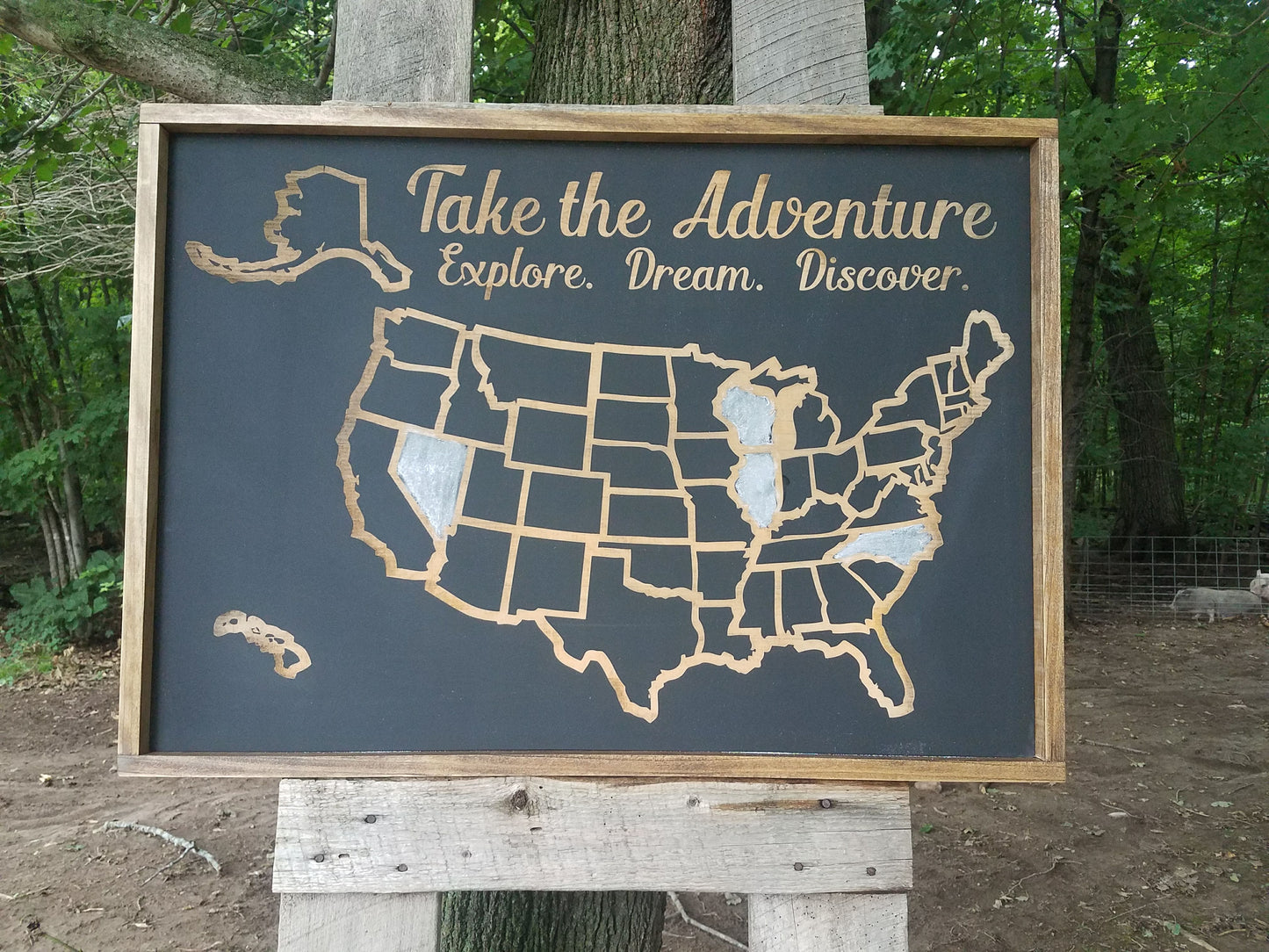 Personalized USA Chalkboard Travel Tracker Map with Family Name