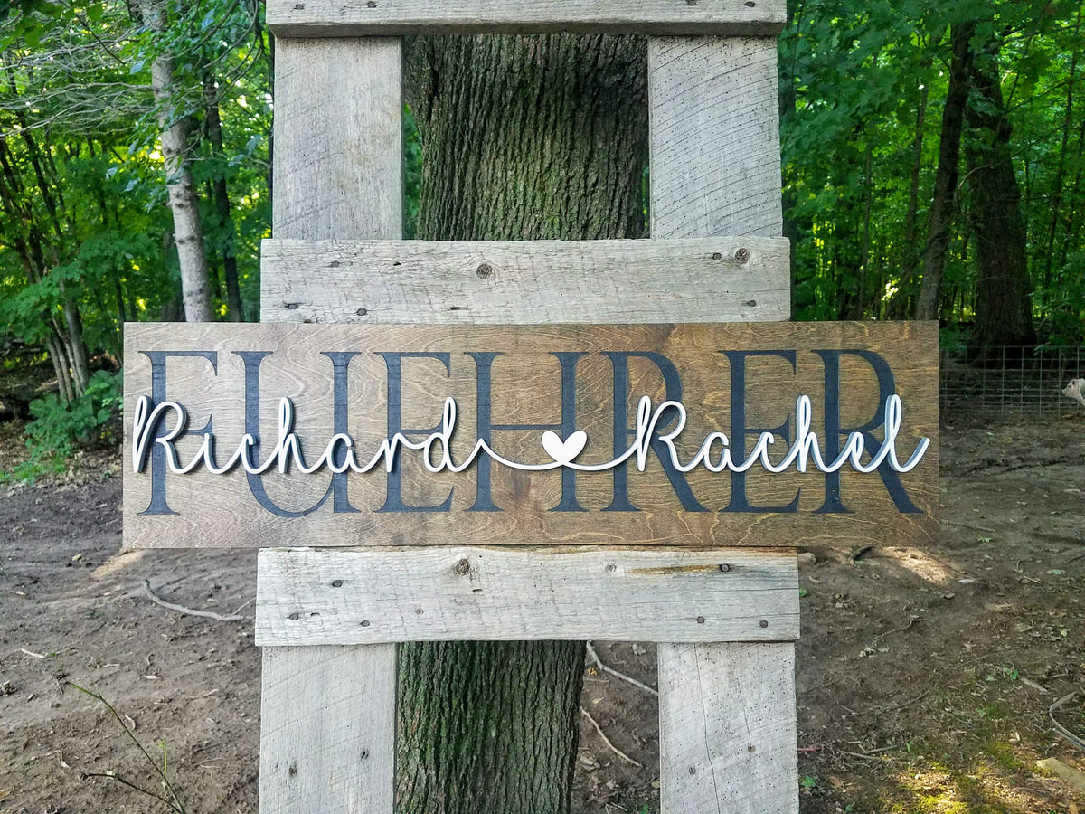 Personalized Laser Cut Wedding Decor Sign with Names – The Farmer's Wife WI