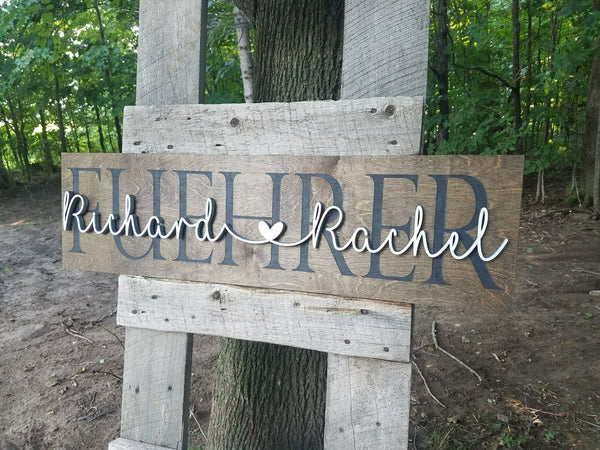 Personalized Laser Cut Wedding Decor Sign with Names