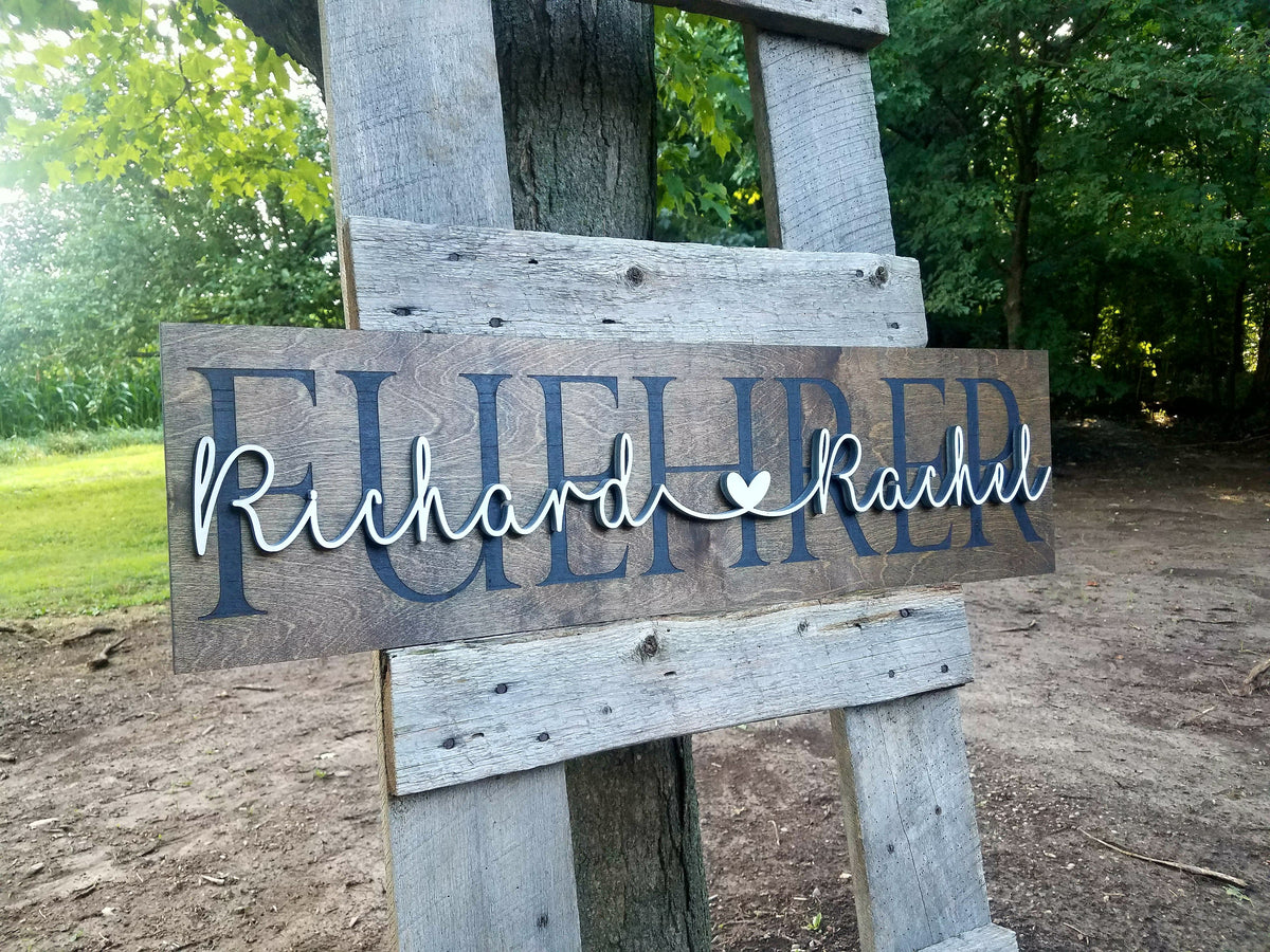 Personalized Laser Cut Wedding Decor Sign with Names – The Farmer's Wife WI