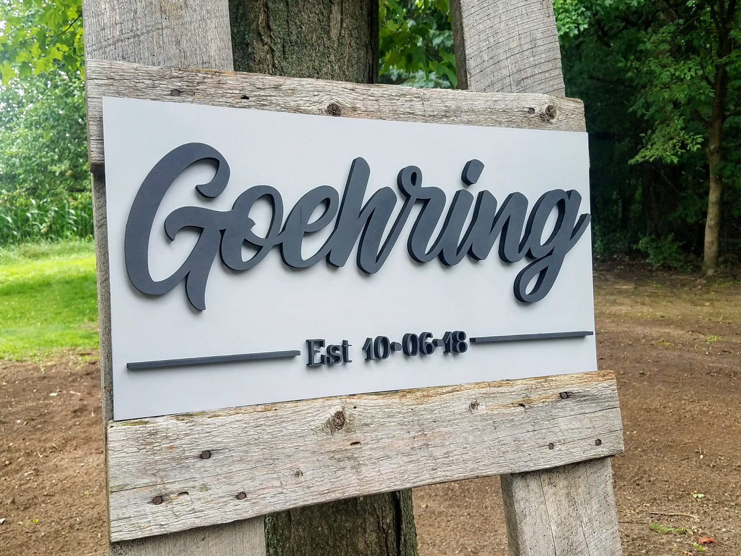 Personalized Last Name with Established Date Raised Lettering Wood Sign