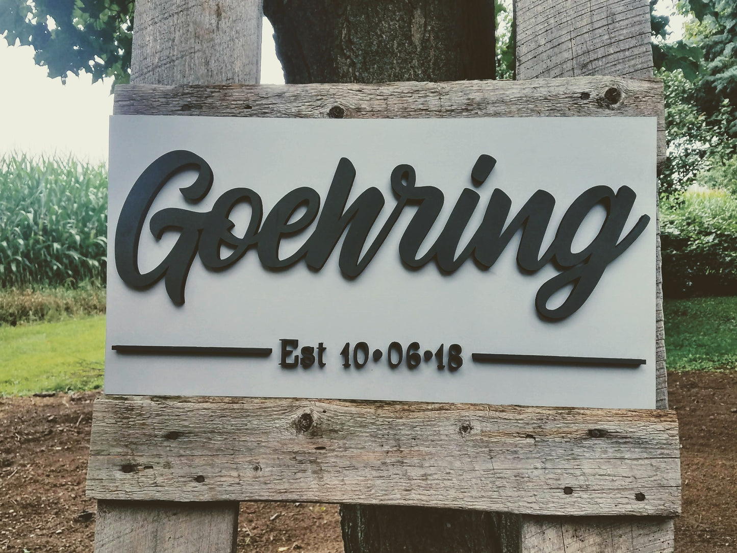 Personalized Last Name with Established Date Raised Lettering Wood Sign
