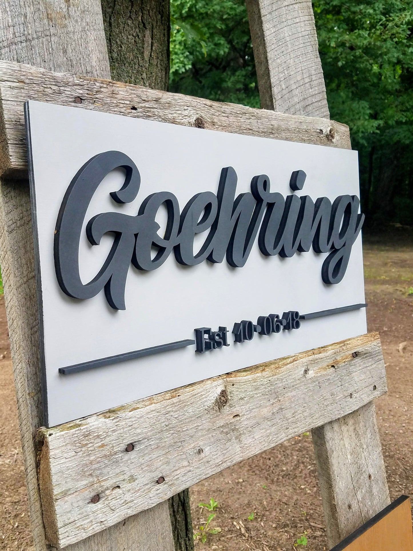 Personalized Last Name with Established Date Raised Lettering Wood Sign