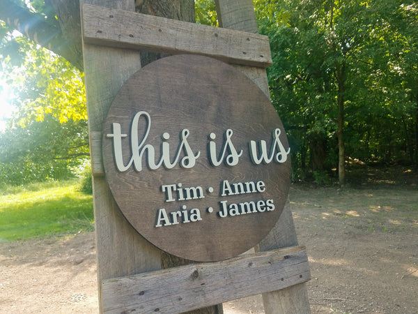 This Is Us Round Family Laser Cut Sign