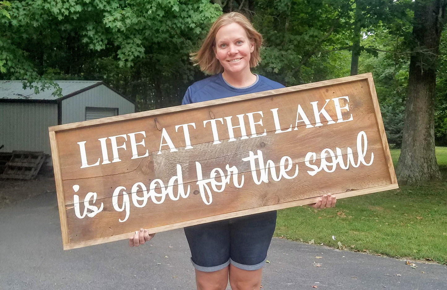 Life at the Lake is Good for the Soul Rustic Barn Board Sign