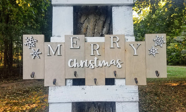 Merry Christmas Farmhouse Wooden Stocking Holder