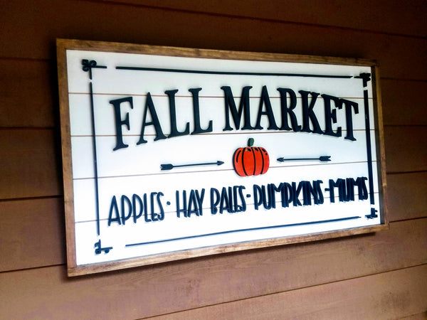 Fall Market Laser Cut Home Decor Sign with 3-D Lettering