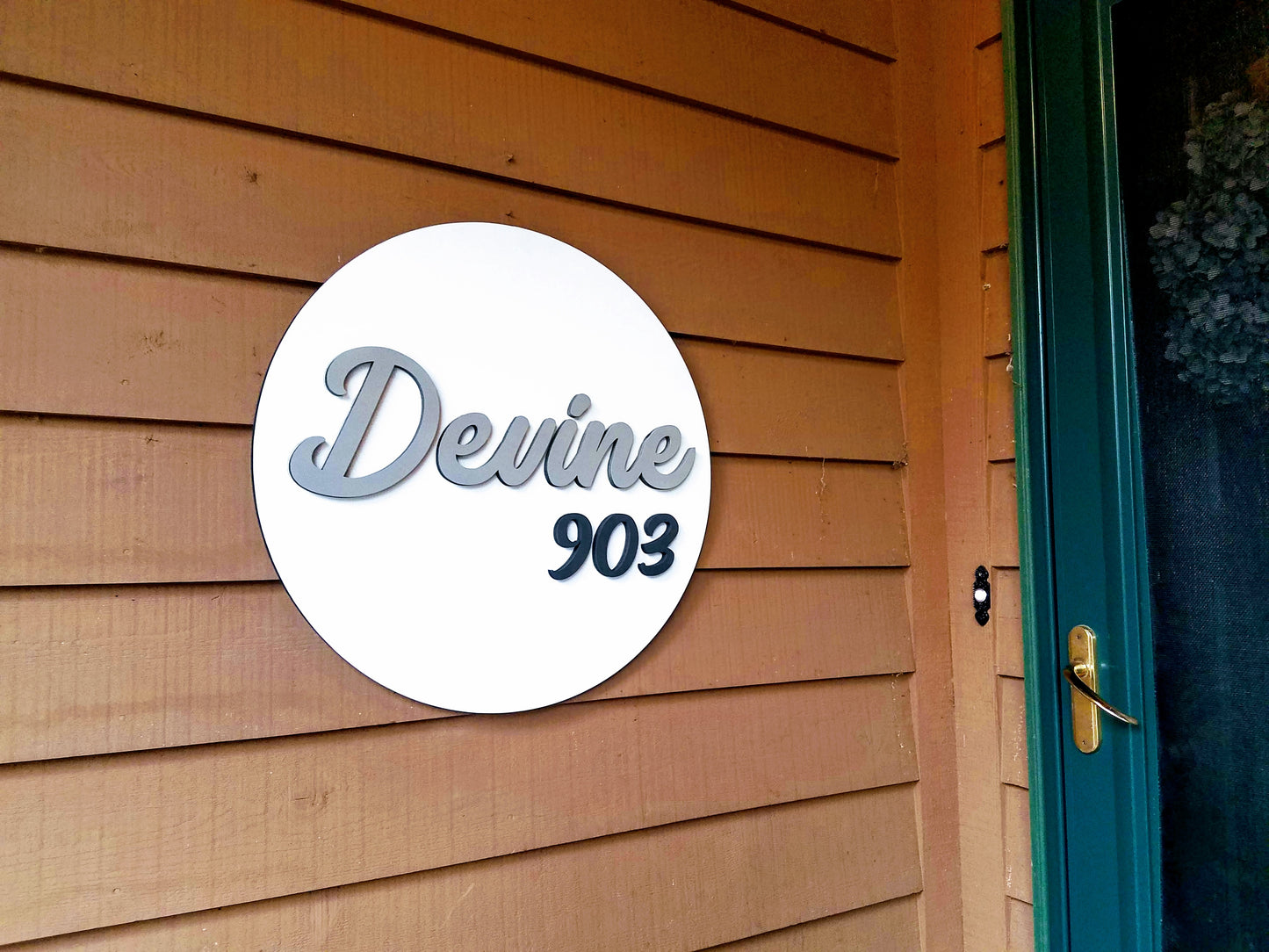 Custom Round 3D House Number Last Name Decor Cutout Sign