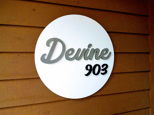 Custom Round 3D House Number Last Name Decor Cutout Sign