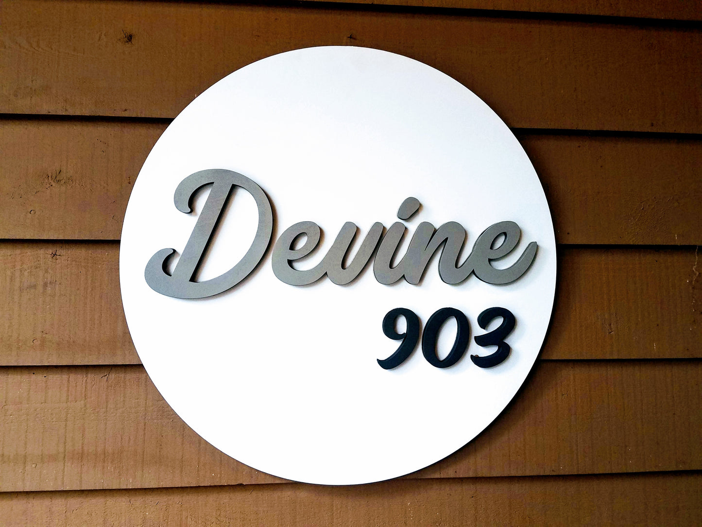 Custom Round 3D House Number Last Name Decor Cutout Sign