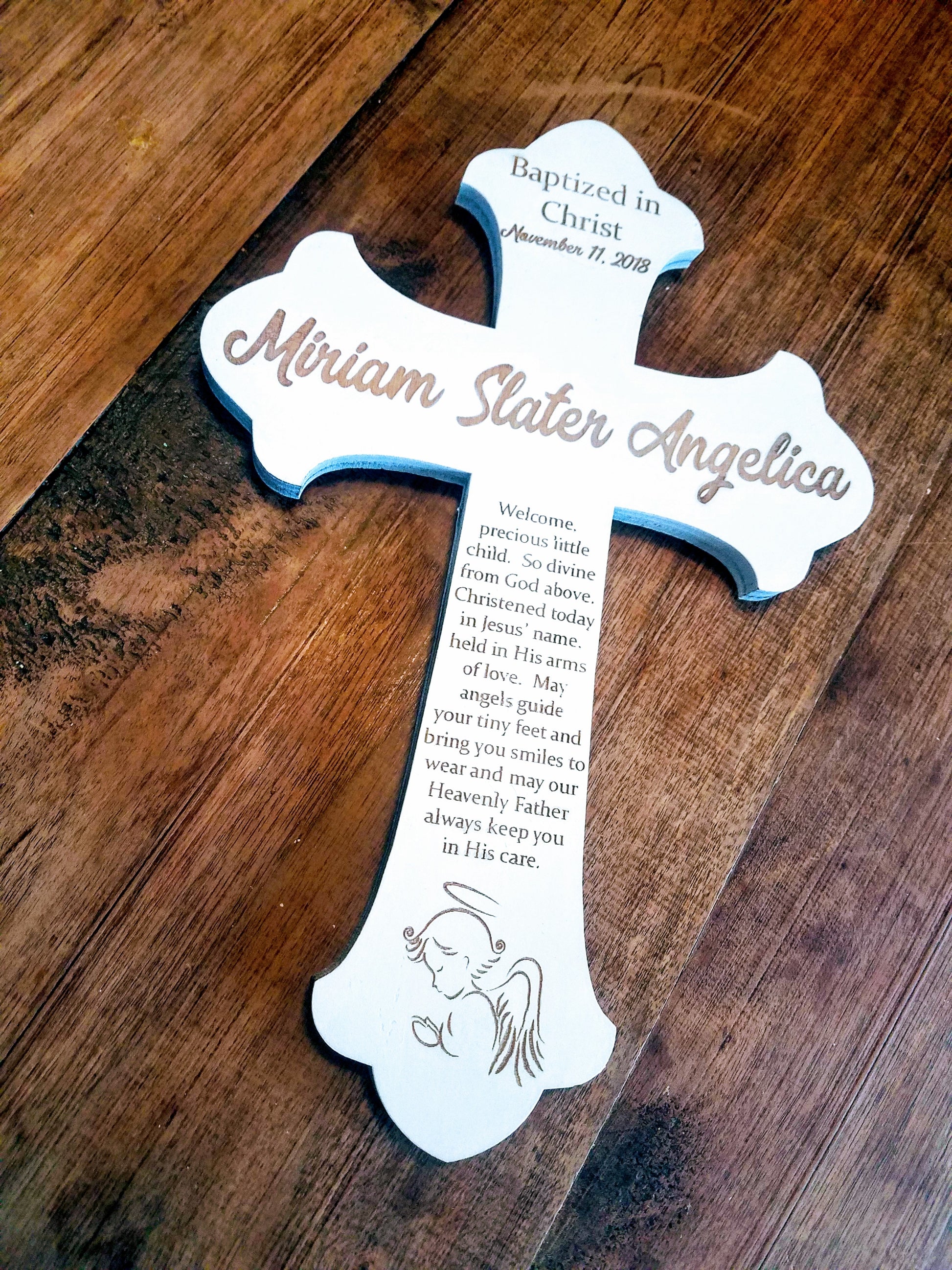 Personalized Baptismal Gift | Personalized Wood Cross