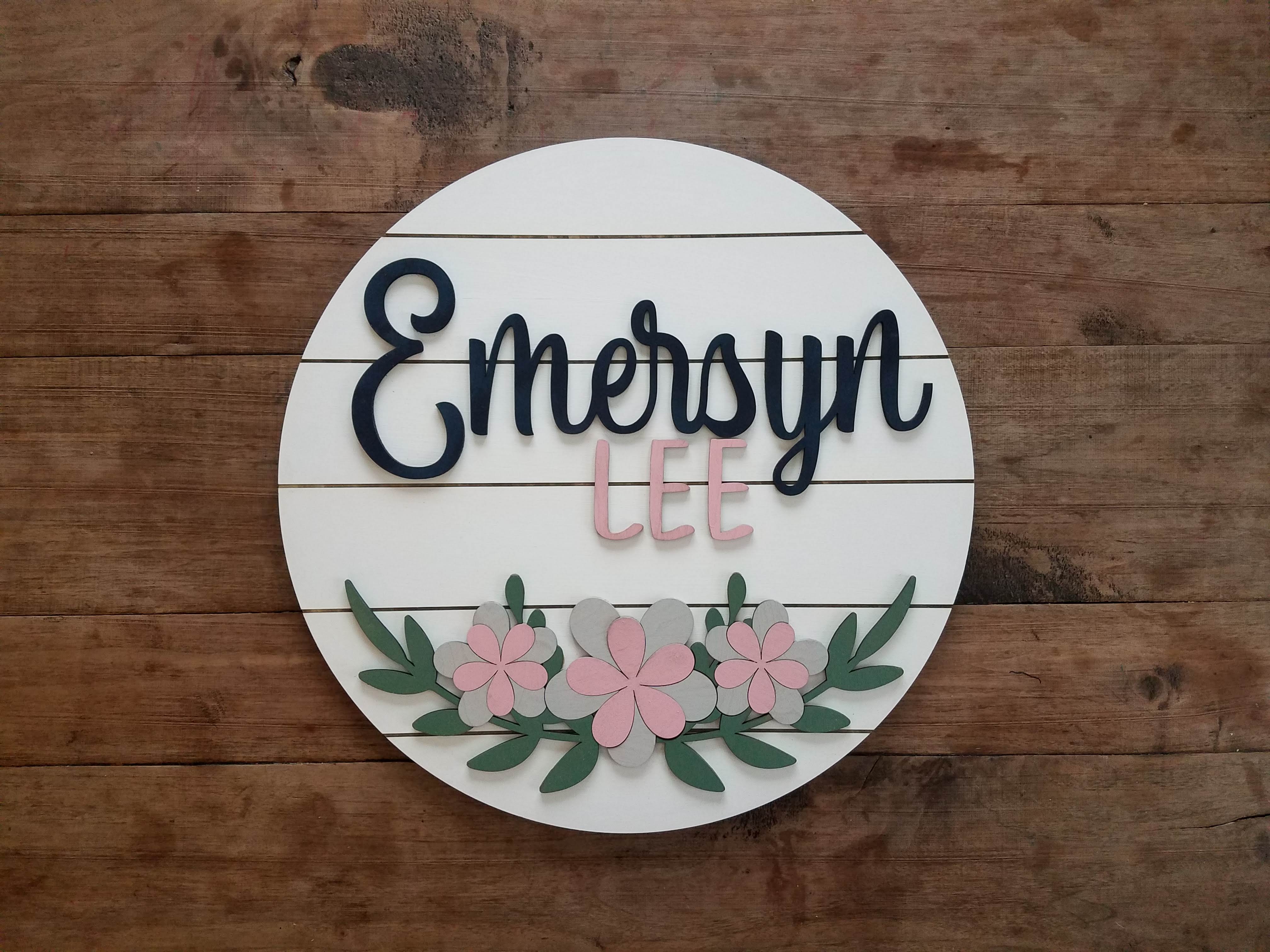 Personalized 3D Cutout Nursery Decor Sign with Child's Name and Flower ...