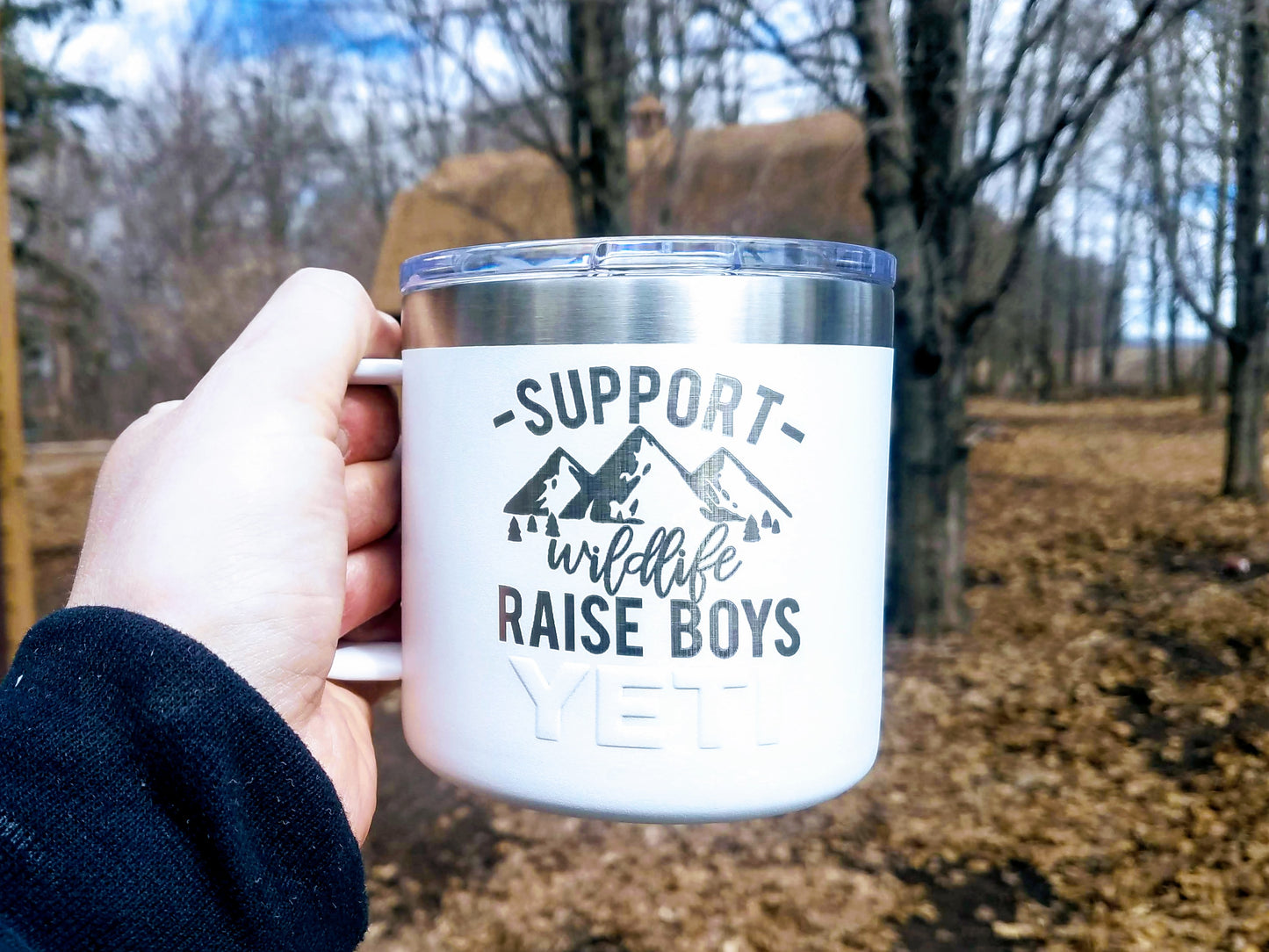 Support Wildlife - Raise Boys Engraved Coffee Mug