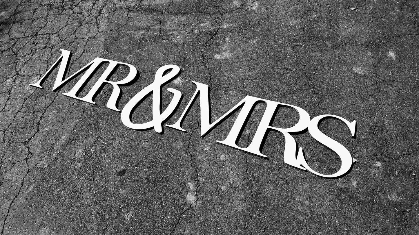 Mr & Mrs Large Wood Cutout for Above Bed