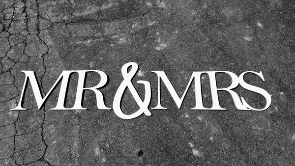 Mr & Mrs Large Wood Cutout for Above Bed