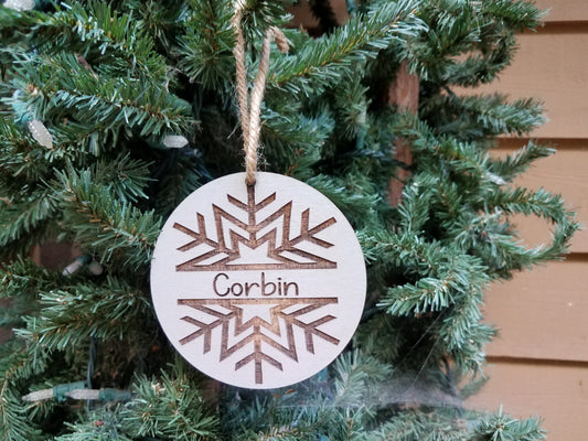 Farmhouse Christmas Ornament | Personalized Kid's Christmas Ornament | Snowflake