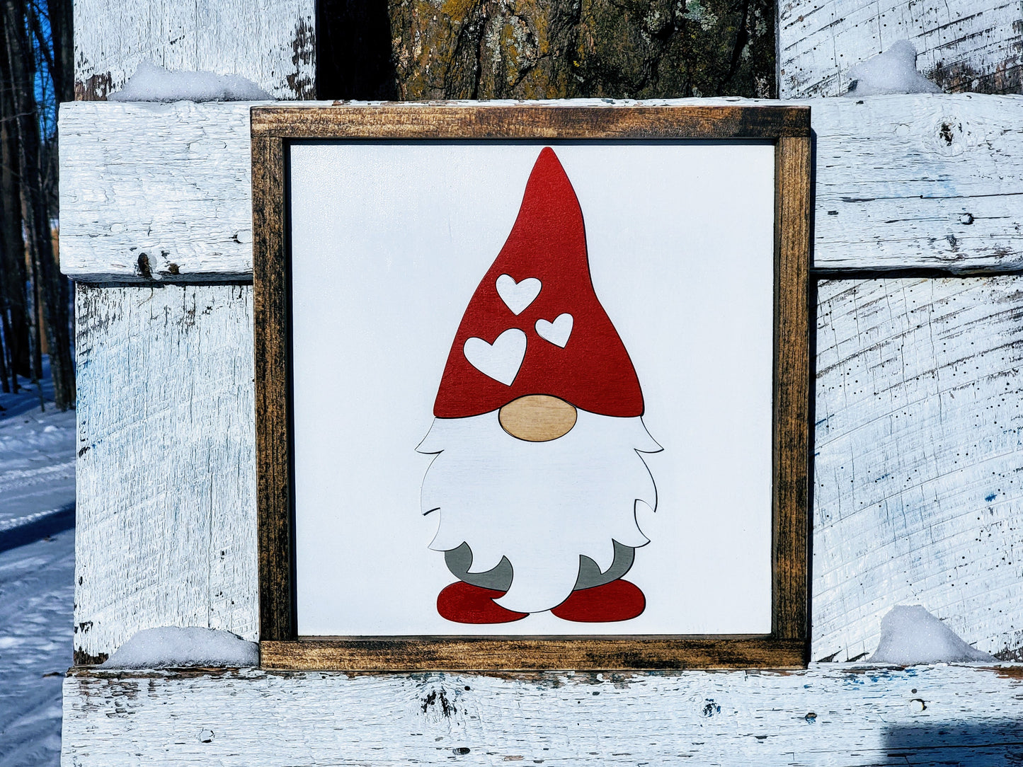 Valentine's Day Gnome Sign | Raised Farmhouse Sign | Valentine's Day Decor