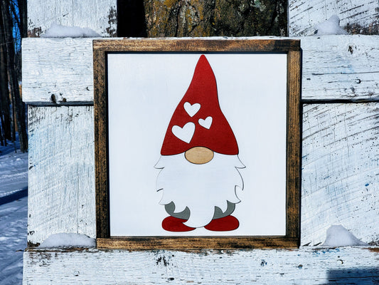 Valentine's Day Gnome Sign | Raised Farmhouse Sign | Valentine's Day Decor