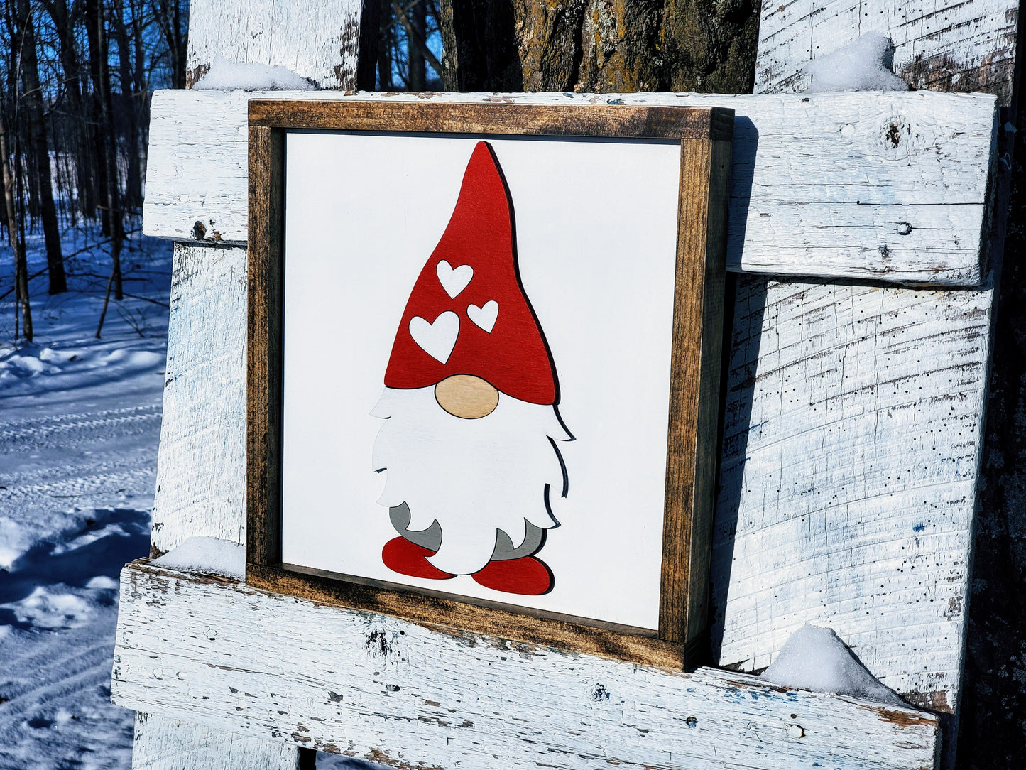 Valentine's Day Gnome Sign | Raised Farmhouse Sign | Valentine's Day Decor