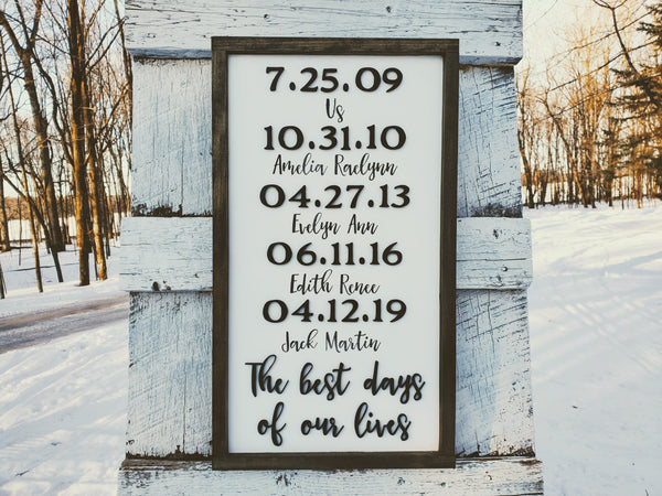 The Best Days Of Our Lives Sign | Personalized Raised Letter Family Sign