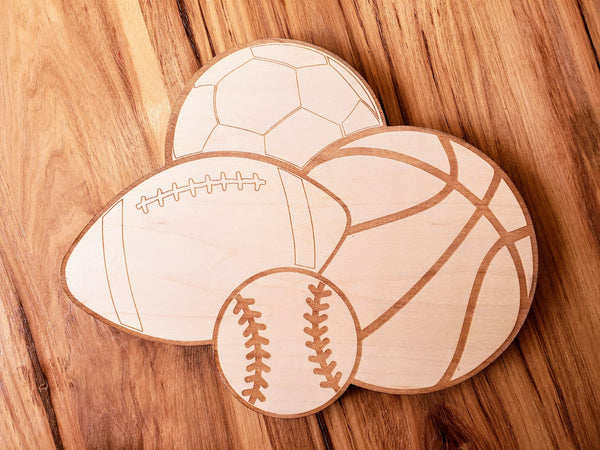 DIY Sports Wood Cutout Paint Kit | Soccer Baseball Football Basketball Paint Kit | Kids Paint Kit