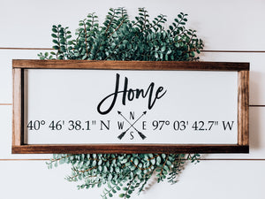 Handmade Custom Sign | Home Longitude and Latitude Coordinates