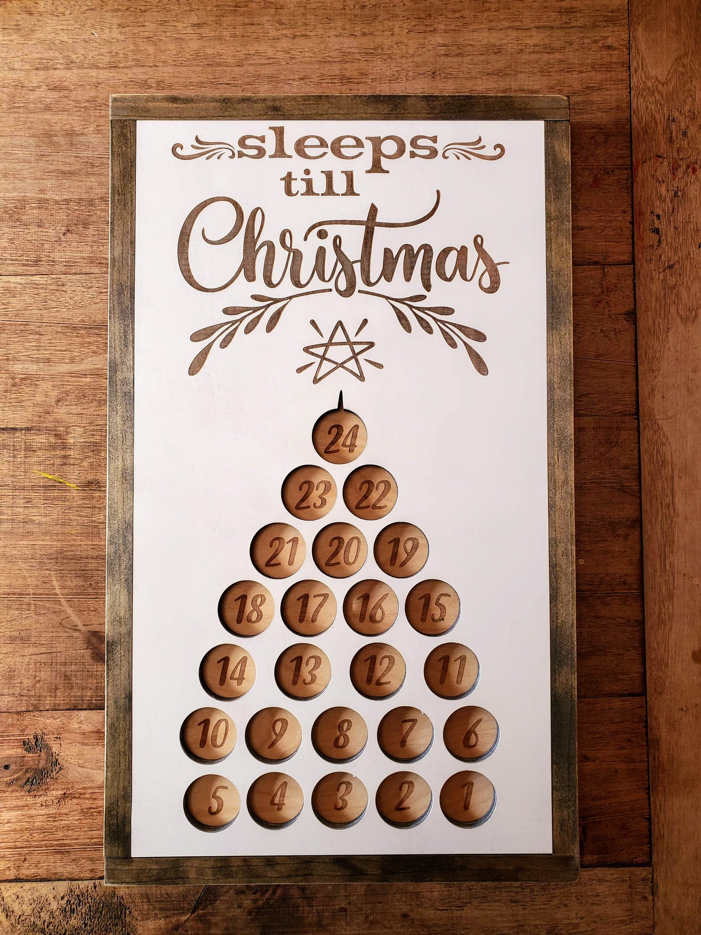 Handmade Wood Advent Calendar Christmas Tree Sign | Sleeps Until Christmas